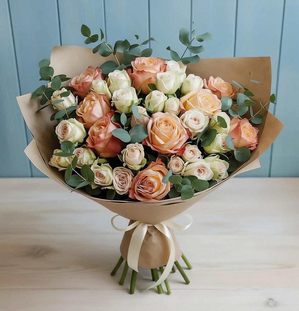 Букет цветов из: Альстромерии и Розы в Отрадное