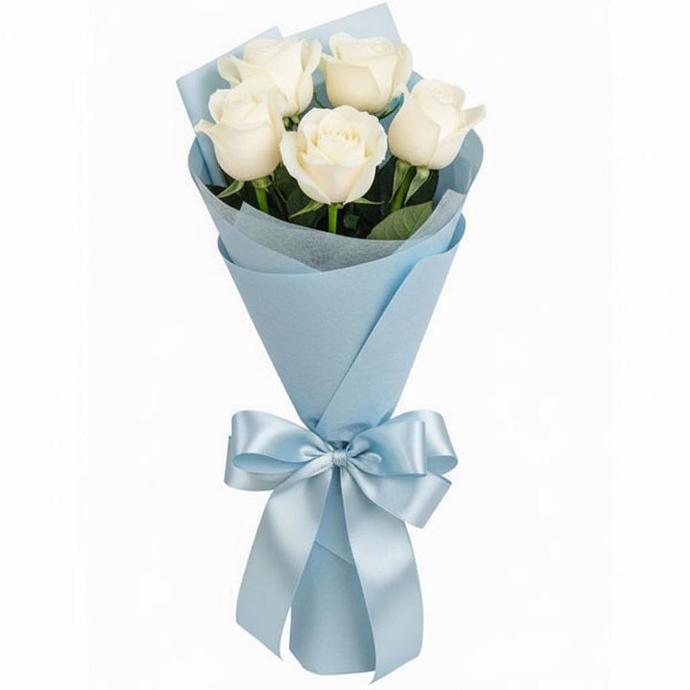 Букет 5 Белых роз Проуд в Отрадное