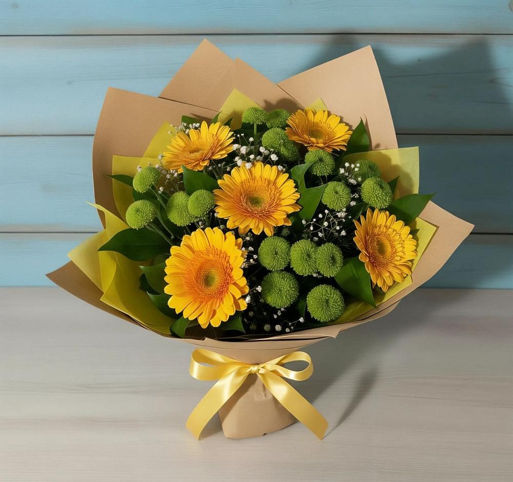 Букет цветов из: Герберы и Хризантемы в Отрадное