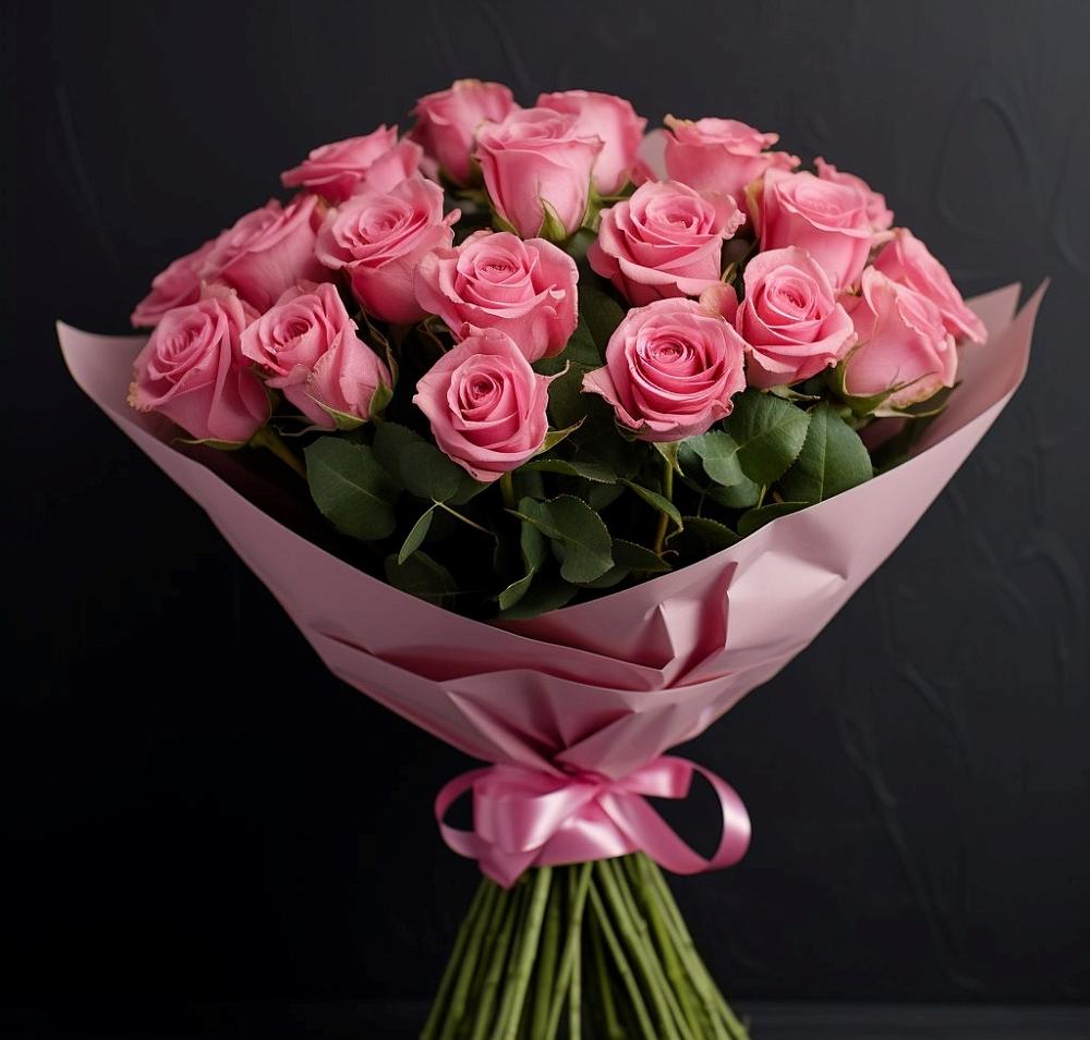 Букет 25 розовых роз в Отрадное