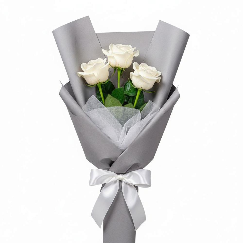 Букет 3 белые розы в Отрадное