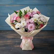 Букет цветов из:  Хризантемы, Альстромерии и Розы #REPLACE_PRED# Отрадное