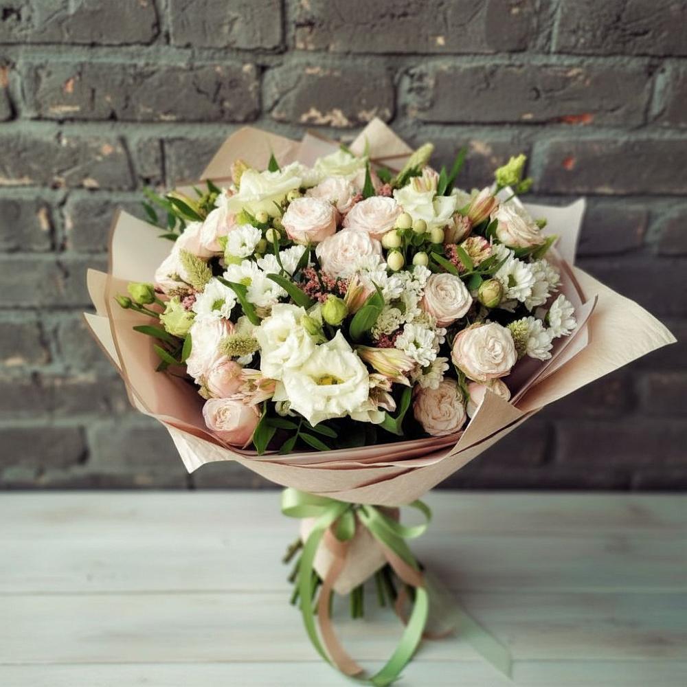 Букет цветов из: Альстромерии, Розы и Хризантемы в Отрадное