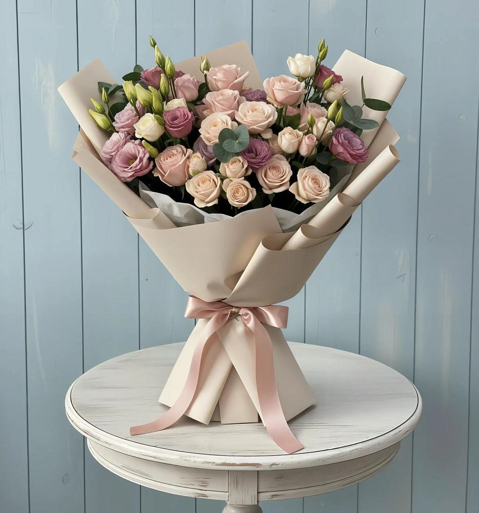 Букет цветов из: Розы и Лизиантусы в Отрадное