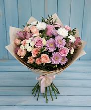 Букет цветов из:  Хризантемы, Розы и Альстромерии в Отрадное