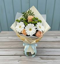 Букет цветов из:  Герберы, Розы и Хризантемы в Отрадное