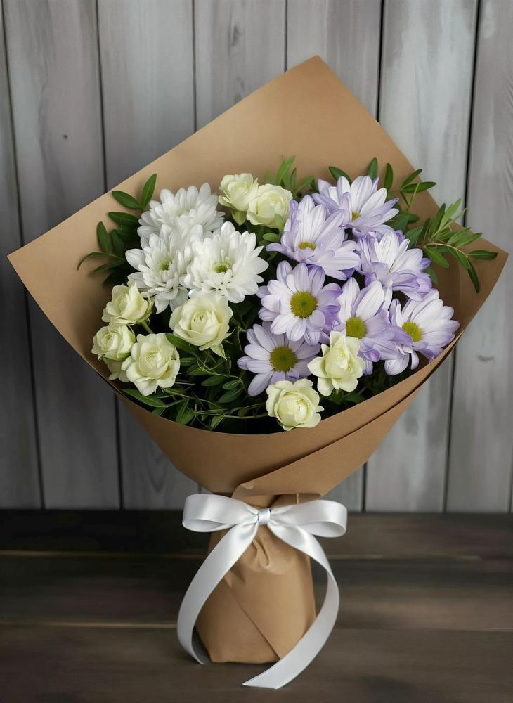 Букет цветов из: Хризантемы и Розы в Отрадное